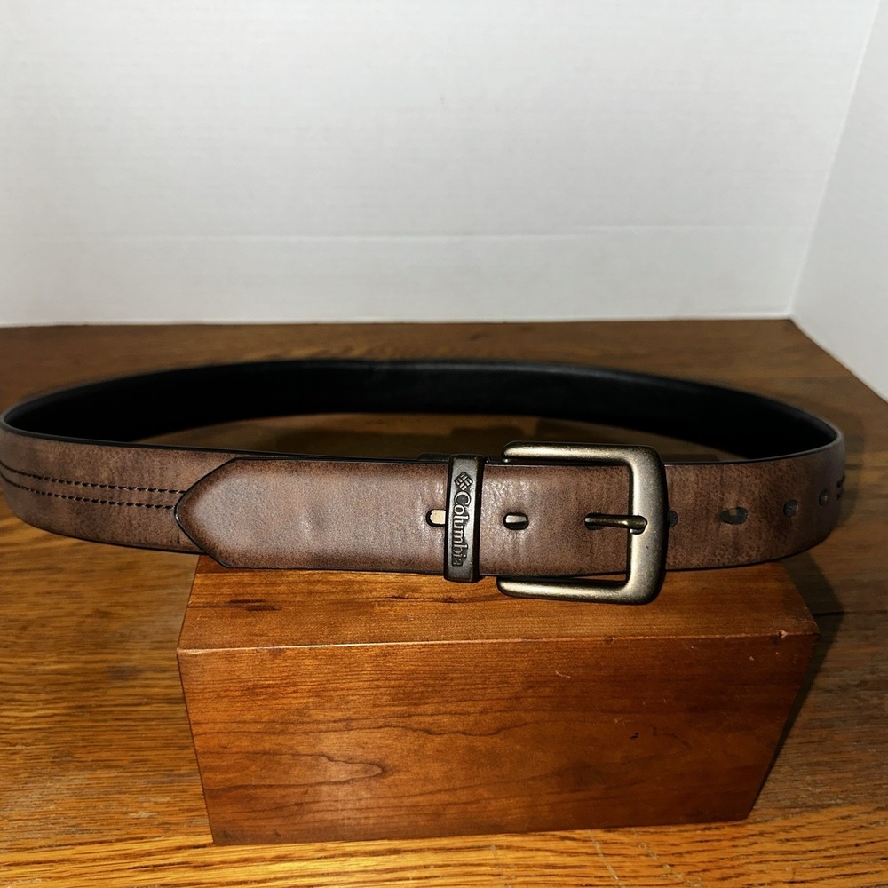 Columbia Reversible Black/Brown Synthetic Leather Belt Mens Size L 38-40